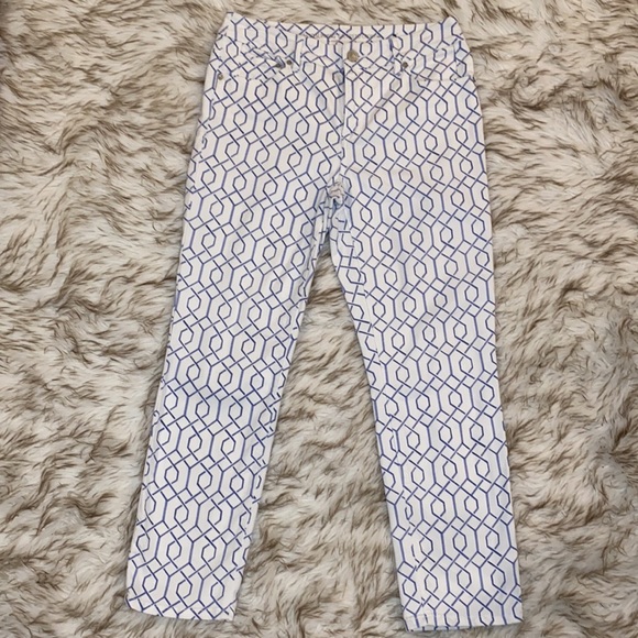 Chico’s The So Slimming Girlfriend Crop Jeans Blue Geometric Print Size 00 - Picture 3 of 11